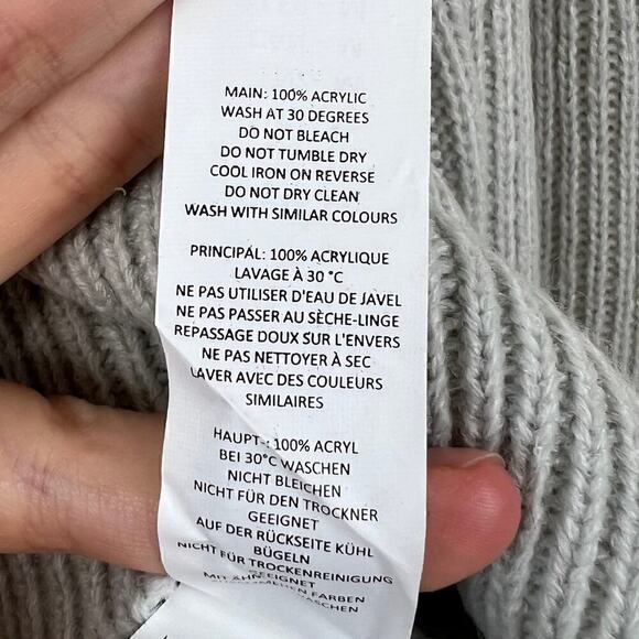 NWT Nasty Gal Roll Neck Puff Sleeve Deep Cuff Jumper in Silver Grey Size Medium - Picture 7 of 8